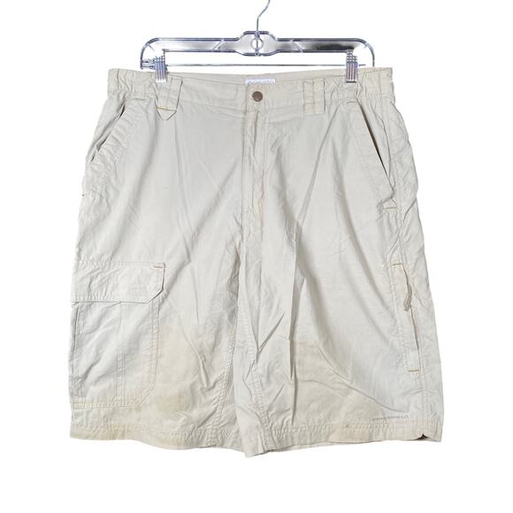 Columbia Mens Shorts Tan 100% Nylon Field Gear Pockets Medium - Picture 1 of 14